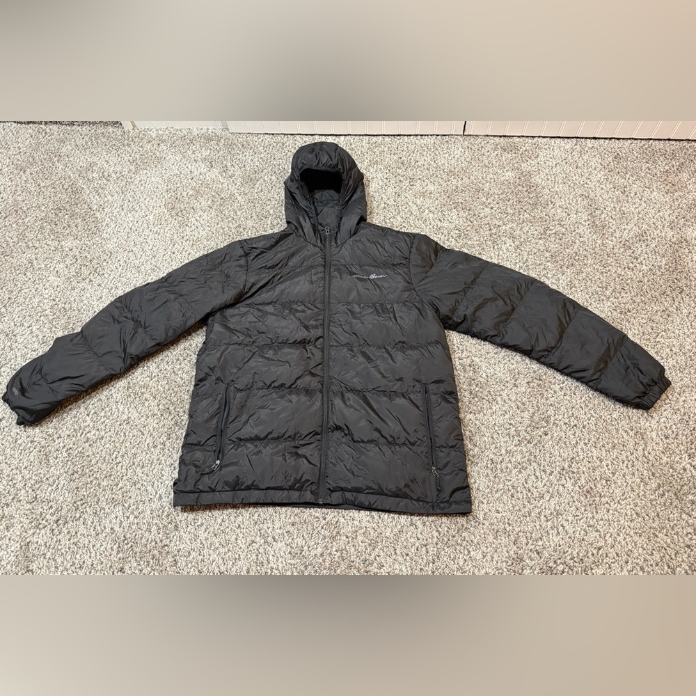 Eddie Bauer Black Hooded Puffer Jacket
